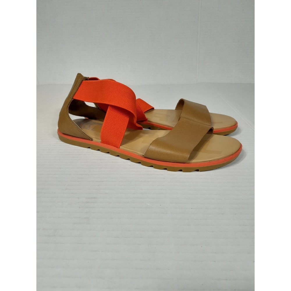 SOREL ELLA II FLAT Summer SANDAL   WOMEN Sz 7.5 / Orange  Tan - Picture 7 of 14